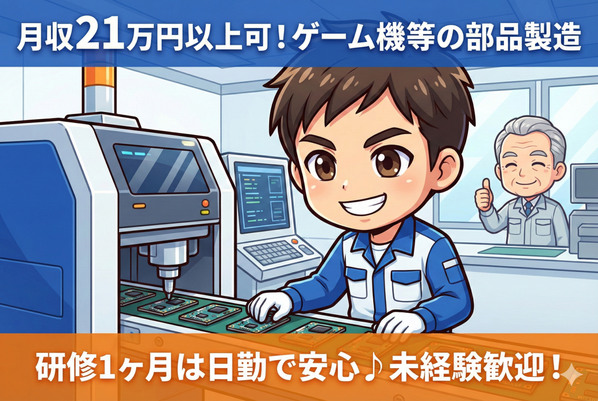 電子機器部品の取り付け作業//軽作業/教育体制バッチリ