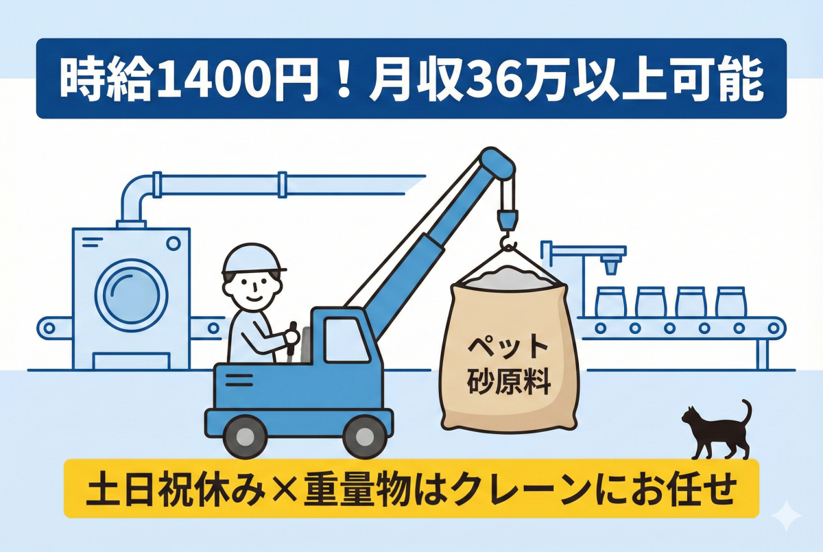 ペット用トイレの砂製造のお仕事