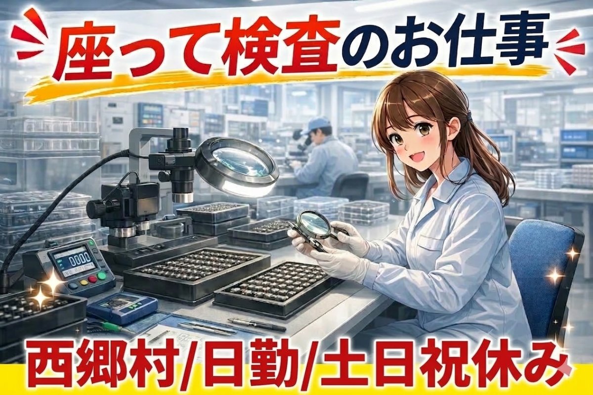 小さな電子部品の外観検査//座り作業で負担少なめ/自分のペースでモクモク検査