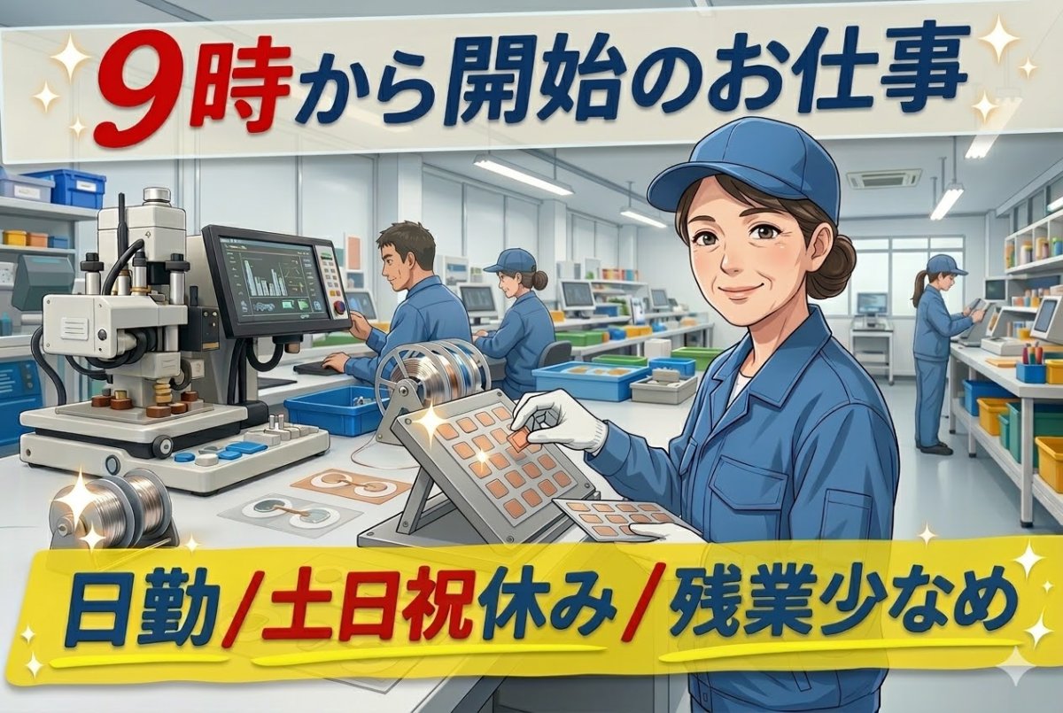医療機器メーカーの組立梱包スタッフ//9時からお仕事/時給1250円/年間休日120日以上