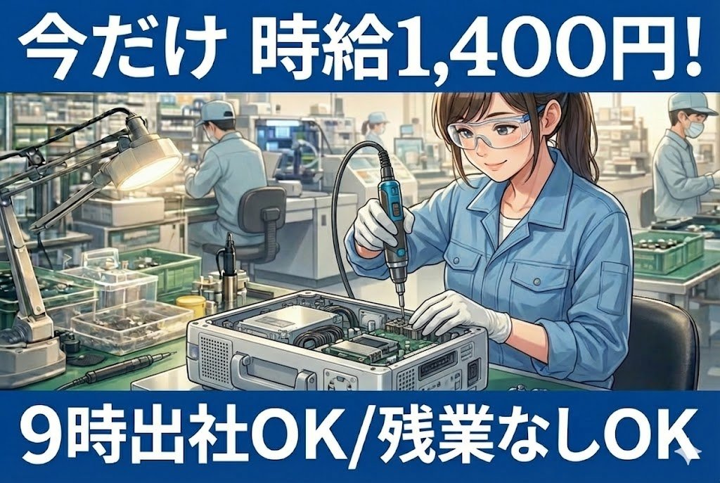 時給1,300円の医療機器の製造ワーク/日勤のみ・土日休み・未経験歓迎/西白河郡 西郷村