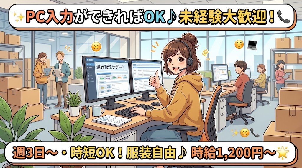 時給1,200円の運行サポート事務/週数日・短時間OK・扶養内も相談可/西白河郡 西郷村