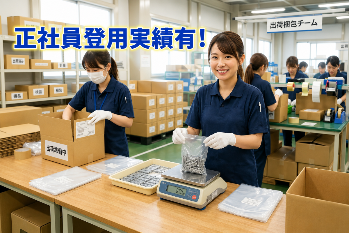 時給1,100円の計量・梱包の軽作業/日勤のみ・土日休み・未経験歓迎/西白河郡西郷村