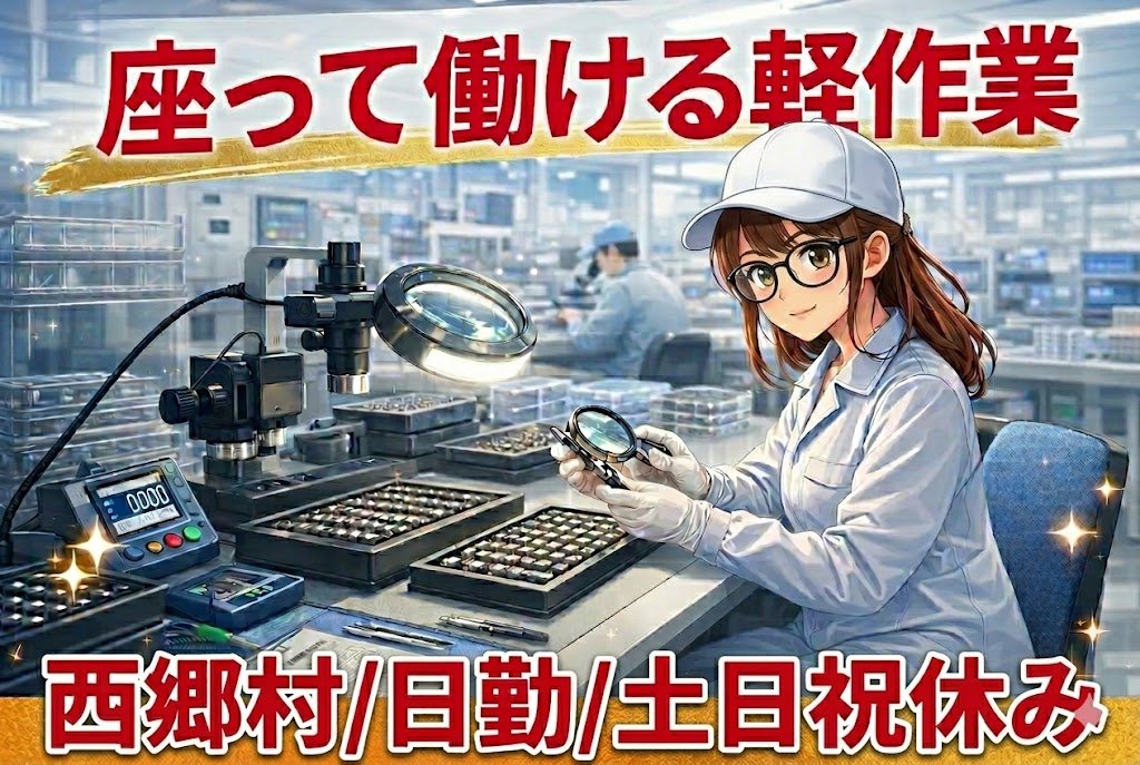 電子部品の外観検査/日勤のみ・工場見学OK・研修あり/西白河郡 西郷村