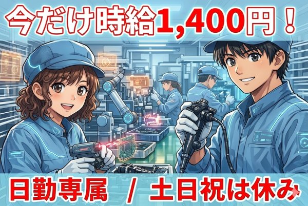 時給1,050円のプラ製品の組立・梱包/日勤のみ・土日休み・未経験歓迎/大和町 サムネイル