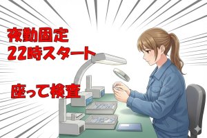 軽量プラ部品の組立や検査//夜勤固定/土日休み/軽作業