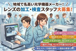 光学機器の加工や検査//土日祝完全休み/体に優しい日勤ワーク